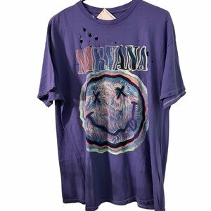 Nirvana Urban Outfitters Distressed Tee NWT L/XL Purple